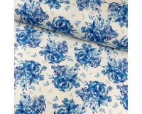Tkanina BARBI MARCHIANO -  niebieskie kwiaty 220g/m²/145cm